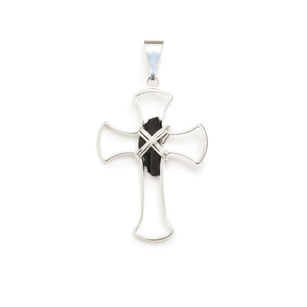 NEW! Tourmaline Chunk Cross Necklace